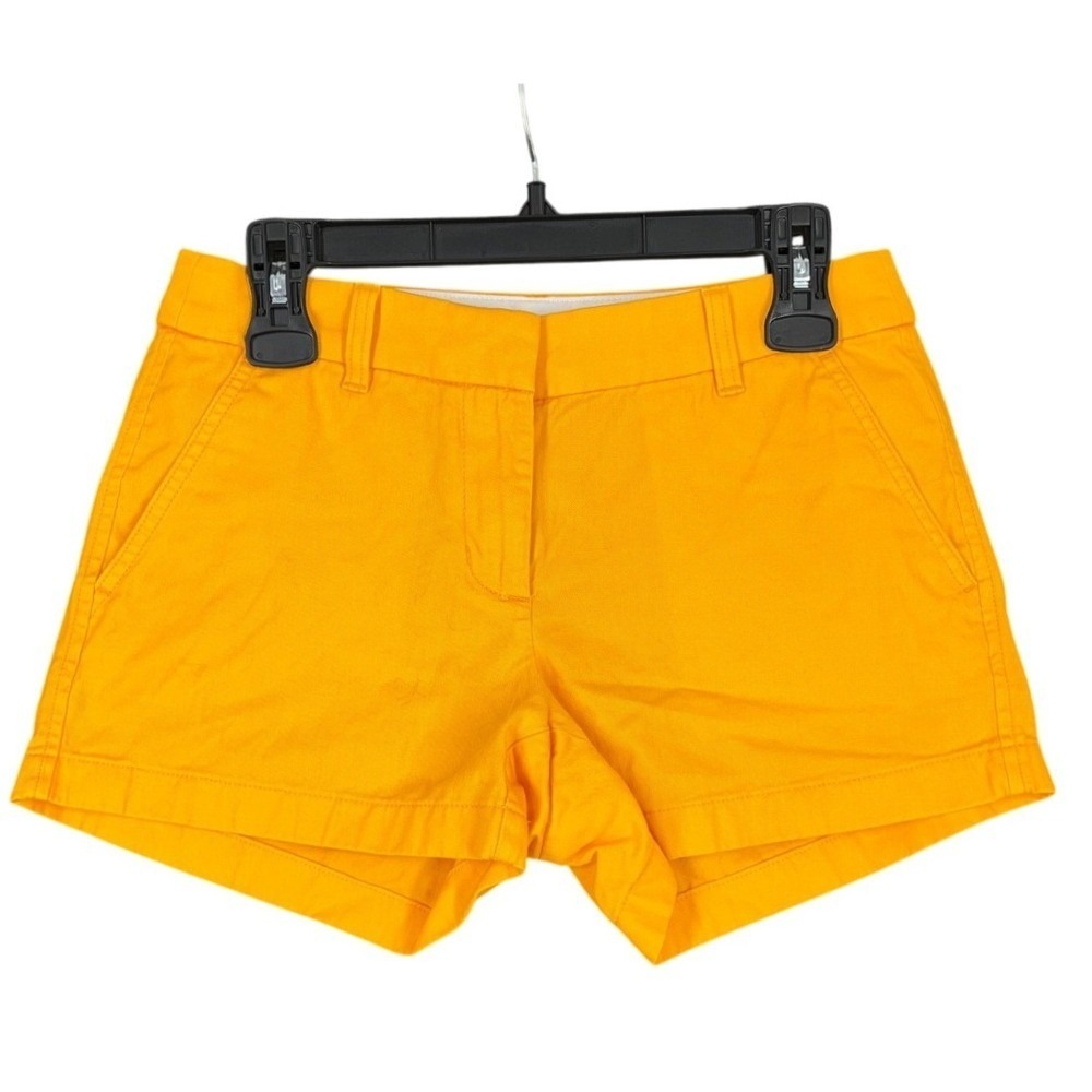 J.Crew City Fit Shorts Size 2 Yellow Cotton Blend Preppy Travel Minimalist Plain